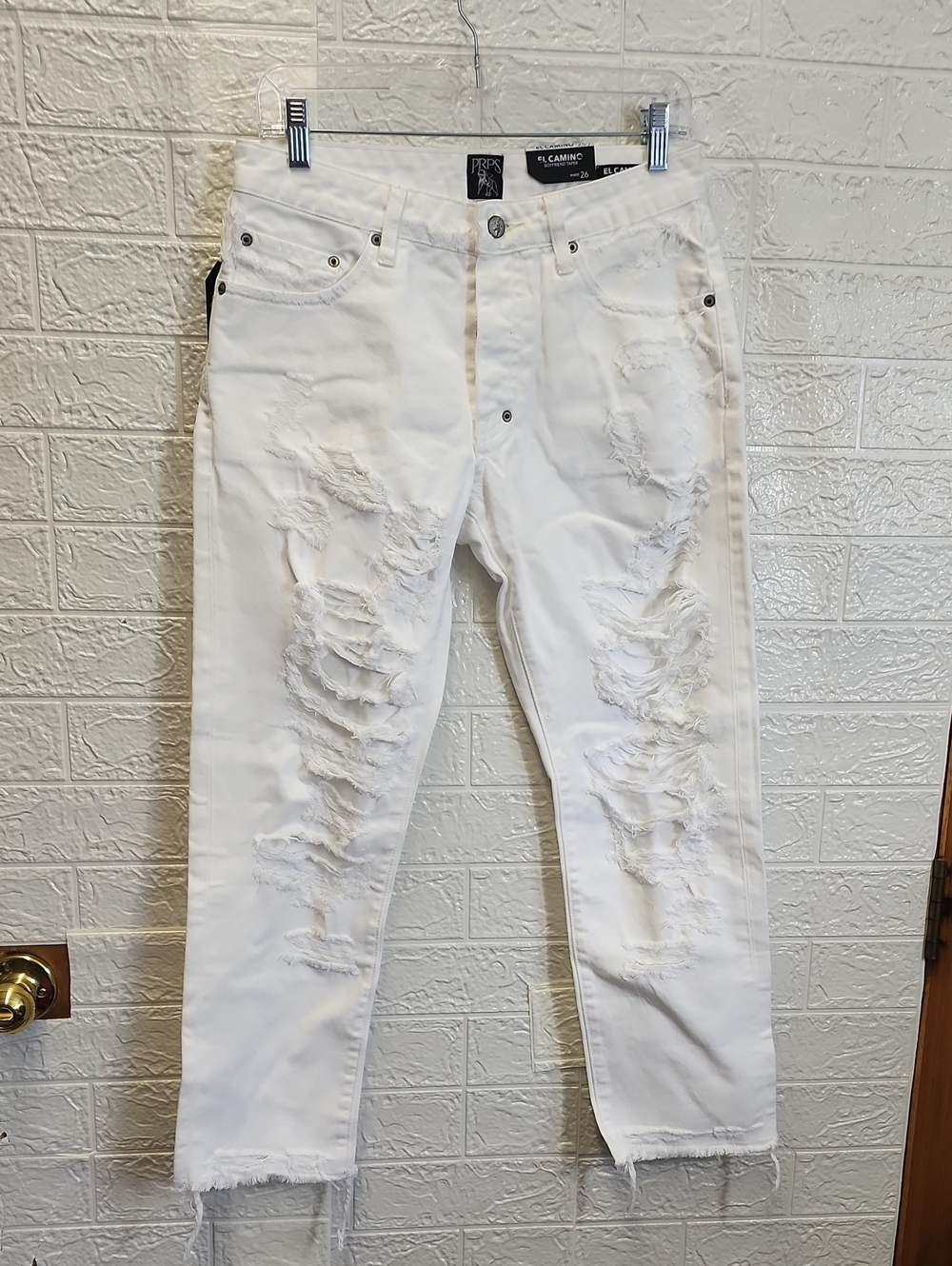 PRPS Women's White Distressed Boyfriend Jeans - Picture 1 of 8